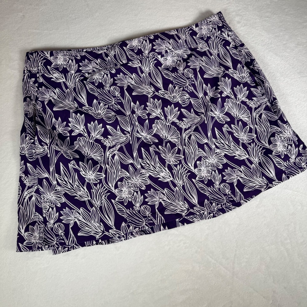RipSkirt Hawaii Purple White Floral Wrap Skirt XL Quick‎ Dry Stretch Length 2